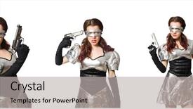  Presentation with tech - PPT theme having military intelligence - woman in tech concept isolated background and a  colored foreground