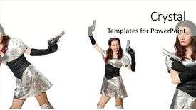  Presentation with nuclear tech - Presentation consisting of military intelligence - woman in tech concept isolated background and a  colored foreground