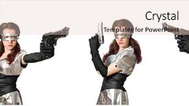  Presentation with intelligence - Slide deck consisting of military intelligence - woman in tech concept isolated background and a lemonade colored foreground