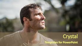  Presentation with obstacle course - PPT layouts consisting of military man standing during obstacle background and a violet colored foreground