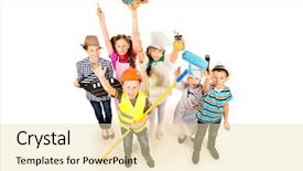  Presentation with children - Slide set enhanced with double yellow lines on the background and a dark gray colored foreground