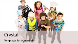  Presentation with children - Colorful presentation design enhanced with military music - group of children dressed backdrop and a lemonade colored foreground