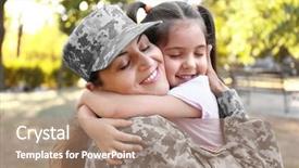  Presentation with army - Theme with military mothers - woman in army uniform background and a coral colored foreground