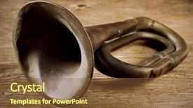  Presentation with old music - Cool new slides with military music - closeup of an old bugle backdrop and a tawny brown colored foreground