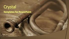  Presentation with old music - Amazing PPT layouts having military music - old bugle on a rustic backdrop and a tawny brown colored foreground