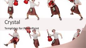  Presentation with business guitar - Colorful slide deck enhanced with military music - scotsman playing guitar isolated backdrop and a  colored foreground