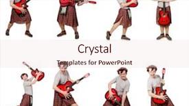  Presentation with silhouettes guitar - PPT theme consisting of military music - scotsman playing guitar isolated background and a  colored foreground