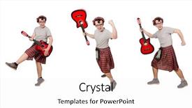  Presentation with scroll paper isolated on white - Colorful slide set enhanced with military music - scotsman playing guitar isolated backdrop and a  colored foreground