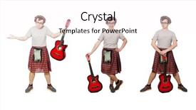  Presentation with guitar - Slide deck having military music - scotsman playing guitar isolated background and a  colored foreground