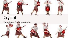  Presentation with guitar - Colorful PPT theme enhanced with military music - scotsman playing guitar isolated backdrop and a  colored foreground