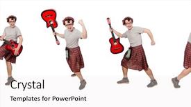  Presentation with guitar - Theme with military music - scotsman playing guitar isolated background and a  colored foreground