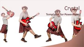  Presentation with guitar - Theme enhanced with military music - scotsman playing guitar isolated background and a  colored foreground