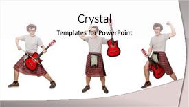  Presentation with guitar - Slide deck consisting of military music - scotsman playing guitar isolated background and a  colored foreground