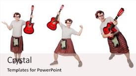  Presentation with business guitar - PPT layouts enhanced with military music - scotsman playing guitar isolated background and a lemonade colored foreground