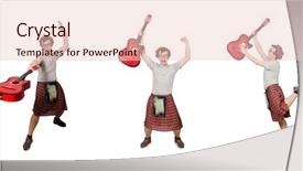  Presentation with business guitar - Theme featuring military music - scotsman playing guitar isolated background and a lemonade colored foreground