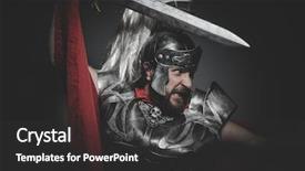  Presentation with armor - Theme featuring military praetorian roman legionary background and a dark gray colored foreground