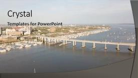  Presentation with military robot - Cool new slide deck with military robot - aerial views of boats backdrop and a sky blue colored foreground