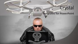  Presentation with attack drone - Presentation featuring military robot - dangerous terrorist or spy background and a light gray colored foreground