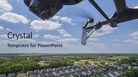  Presentation with military robot - Slide deck having military robot - personal drone flying background and a light blue colored foreground