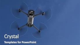  Presentation with military robot - Colorful presentation design enhanced with military robot - personal drone flying backdrop and a ocean colored foreground