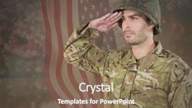  Presentation with american flag and eagle - Colorful PPT theme enhanced with military saluting against american flag backdrop and a  colored foreground