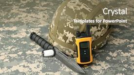  Presentation with military - Beautiful theme featuring military set on camouflage background backdrop and a violet colored foreground