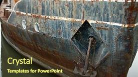  Presentation with old ship - Slide set enhanced with military ship - old rusty shipwreck detail background and a tawny brown colored foreground