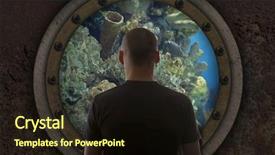  Presentation with military navy - Slide set enhanced with military ship ocean navy - captain looks out the window background and a wine colored foreground