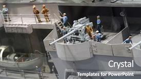  Presentation with world war - Beautiful presentation theme featuring military ship ocean navy - image of a world war backdrop and a gray colored foreground