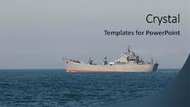  Presentation with ship - Slides having military ship on the open background and a light gray colored foreground