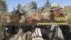  Presentation with christian military - PPT theme with military solders ready to shoot background and a violet colored foreground