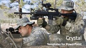  Presentation with military - Audience pleasing slides consisting of military solders ready to shoot backdrop and a  colored foreground