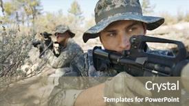  Presentation with abstract military camouflage made - Amazing slides having military solders ready to shoot backdrop and a  colored foreground