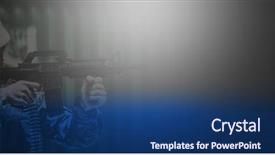  Presentation with boot camp - Cool new slide deck with military soldier aiming with rifle backdrop and a ocean colored foreground