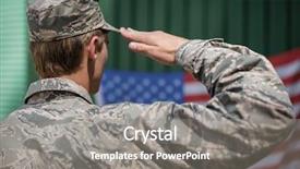  Presentation with boot camp - Cool new slide set with rear view of military soldier backdrop and a gray colored foreground