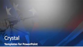  Presentation with american flag - Amazing slide deck having military soldier guarding with rifle backdrop and a ocean colored foreground