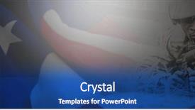  Presentation with grave marker american flag - Slide deck with military soldier guarding with rifle background and a ocean colored foreground