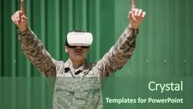  Presentation with boot camp - Amazing theme having military soldier using virtual reality backdrop and a ocean colored foreground