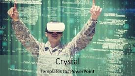  Presentation with boot camp - Audience pleasing slide deck consisting of military soldier using virtual reality backdrop and a seafoam green colored foreground