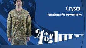  Presentation with american flag - Presentation design with military standing against american flag background and a ocean colored foreground