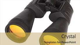  Presentation with strategy - PPT theme with military strategy - black binoculars on white background background and a  colored foreground