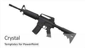  Presentation with gun and ammo - PPT layouts featuring military strategy - submachine gun under the white background and a  colored foreground