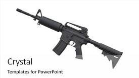  Presentation with gun control - Cool new slide set with military strategy - submachine gun under the white backdrop and a  colored foreground