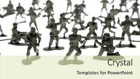  Presentation with soldiers - Audience pleasing theme consisting of military strategy - toy soldiers over white backdrop and a soft green colored foreground