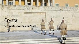  Presentation with parliament - PPT theme having military teamwork - changing guards near parliament background and a soft green colored foreground