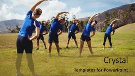  Presentation with training camp - Presentation theme featuring military teamwork - female trainer giving training background and a gold colored foreground