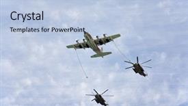  Presentation with refuelling - Cool new presentation theme with military teamwork - refuelling in air is made backdrop and a light blue colored foreground