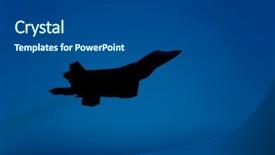  Presentation with jet airplane - PPT theme enhanced with military technology - f-22 raptor jet airplane silhouette background and a ocean colored foreground
