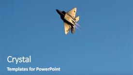  Presentation with jet airplane - Slide set having military technology - f-22 raptor jet airplane background and a teal colored foreground