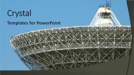  Presentation with control - Theme having military technology - porabolic dish at space control background and a light blue colored foreground
